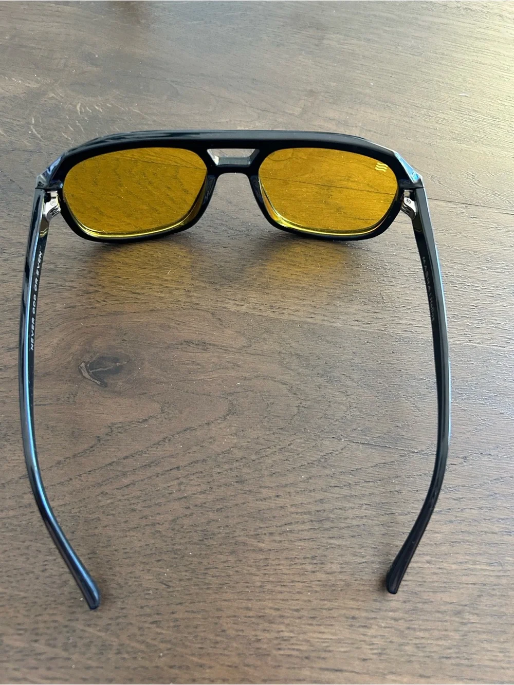 Neven Helios sunglasses yellow lens black frame polarized
